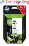 HP 62 2-Pack Black/Tri-colour Original Ink Combo Pack N9J71AE for Envy 5546