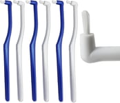 6 x Super Slim Interspace Toothbrush ~ Interdental Blue White Brushes for Braces
