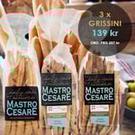 Mastro Cesare Grissini x 3, Classici, Parmigiano, Cioccolato