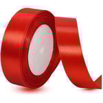 Satinband Röd 20 mm Bredd, 22 Meter Presentband för Presentinslagning, DIY Hantverk, Buketter（röd） color 3