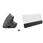 Logitech MX Vertical Ergonomic Wireless Mouse, Multi-Device - Black & MX Palm Rest for MX Keys, Premium, No-Slip Support for Hours of Comfortable Typing, Black