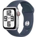 Apple Watch SE 2023 GPS + Cellular 40mm Silver Alu. Case / Storm Blue Sport Band S/M