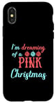 Coque pour iPhone X/XS Je rêve d'une joie de Noël rose