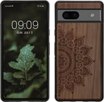 Kwmobile Wood Case Compatible with Google Pixel 7A Case - Cover - Rising Sun Dar