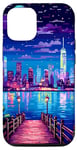 iPhone 14 New York River View Retro Pixel Art Case