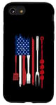 Coque pour iPhone SE (2020) / 7 / 8 Cool USA Drapeau Américain Humour Barbecue Griller Barbecue Design