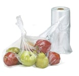 JKG® 2 x 100 Large Food and Fridge Freezer Bags Rolls - with TIE Handles 26cm x 40cm Clear Plastic All Types of Food Preservation Perfect to Keep Food Fresh (200 Total Bags)