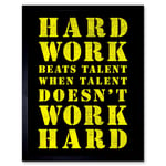 Exercise Motivation Hard Work Beats Talent Inspirational Gym Wall Art Art Print Framed Poster Wall Decor 12x16 inch