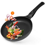 Kuyal Frying Pan with Non Stick Induction Base and Detachable Handle, Compatible with Gas & Electric Hobs 24cm Cast Aluminium Saute Wok