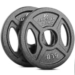 Amonax Cast Iron Weight Plates Set, 2.5kg, 5kg, 10kg Dumbbell Plates for 1 & 2 Inch Olympic Weight Plates Bars, Metal Barbell Plates for Weight Lifting Hip Thrust, Steel Weight Plates for Home Gym