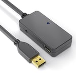 PureLink DS2200-060 USB 2.0 Active Extension avec hub USB à 4 ports ( (USB-A mâle vers hub 4x USB-A femelle), alimentation du port USB, aucune alimentation requise, contacts plaqués or, 6,00m, noir