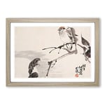 Big Box Art Birds by Ren Yi Framed Wall Art Picture Print Ready to Hang, Oak A2 (62 x 45 cm)