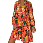 Oversize Women Dress Plus Size Elegant Floral Orange S