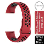 Aquarius Fitbit Charge 3 Silicone Replacement Watch Strap Band - Small Red/Black