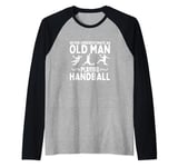 Handball Never Underestimate An Old Man Playing Handball Raglan Baseball Tee
