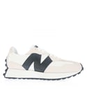 New Balance Mens 327 Trainers in White Black - Black & Silver Mesh - Size UK 7