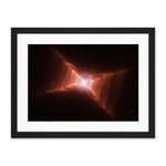 Artery8 Hubble Space Telescope Image Dying Star HD 44179 Red Rectangle Nebula With Rungs Of Gas And Dust Forming Ladder Like Structures Reflecting Light Artwork Framed Wall Art Print 18X24 Inch
