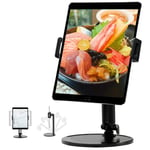Melei Tablet Holder Phone Stand Adjustable Mobile phones Desk Table Mount Hands-Free for Video Call, live broadcast, watch video Compatible with 12.9 inch 9.7” Pad Pro Mini Air, e-book fire 7” (Black)