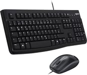 Logitech MK120 Wired Keyboard and Mouse for Windows, ‎QWERTZ Swiss Layout - Black