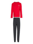 Tommy Hilfiger Boys Long Sleeve Top and Pants PJ Set Print - Polka Dot Flag/Red, Multi, Size 14-16 Years