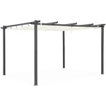 Pergola aluminium - Isla 3x4m - Toile écru- Tonnelle idéale pour votre terrasse. toit rétractable. toile coulissante. structure aluminium - Ecru