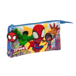 Tredobbelt bæretaske Spider-Man Team up Blå 22 x 12 x 3 cm
