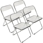 Haloyo lot de 4 Acrylique transparent Chaise, Chaise Pliante Moderne，Assise Plastique, pour Salle à Manger, 46 x 46 x 75cm,Blanc