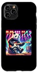 Coque pour iPhone 11 Pro Panda joue de la guitare sur une scène avec des lumières. Guitare électrique