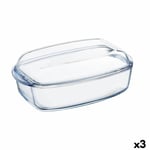 Servingsfat Pyrex Classic Med lock 4,5 L 38 x 22 x 11 cm Transparent Glas (3 antal)