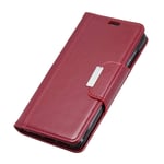 Mipcase Flip Phone Case with Magnetic Buckle, Leather Phone Cover with Card Slots and Wallet, Shockproof Kickstand Phone Shell for Nokia 7 Plus (Dark Red)