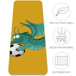 Haminaya Yoga Mat Green Dragon Football Pilates Mat Non-Slip Pro Eco Friendly TPE Thick 6mm With Carrying Bag Sport Workout Mat For Exercise Fitness Gym 183x61cmx0.6cm