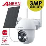 ANRAN 3MP WIFI Security Camera Solar Powered Outdoor Wireless CCTV PTZ Motorised