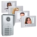 ELRO Interphone vidéo DV477W4 à 4 familles avec écran 4 couleurs, caméra avec vision nocturne, technologie 4 fils, 16 sonneries, gris, taille unique