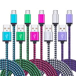 FiveBox Micro USB Charger Cable, 5-Pack 6ft Micro USB Cable Cord Braided Fast Charging Phone Charger for Samsung Galaxy J3 J7 S6 S7 Edge, Tablet, LG stylo 2/3 LG G3 G4 K30 K20 Plus, Kindle Fire 7 8 10