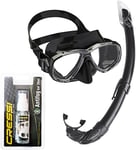 Cressi Perla Mare Combo Mask Snorkel Set with Anti Fog Gel for Diving Masks/Swim Goggles, Black