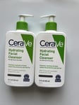 CeraVe Hydrating Facial Cleanser for Normal to Dry Skin 12 Oz  - 2 PACKS LOT