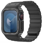 Dux Ducis OA Series - Apple Watch 9/8/7/6/5/4/3/2/1/SE - 41/40/38mm - Magentisk silikone urrem med cover - Sort