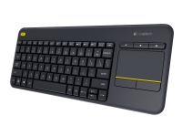 Logitech Wireless Touch Keyboard K400 Plus - Tastatur - trådløs - 2.4 GHz - Russisk - svart
