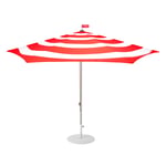 Stripesol parasoll röd Ø350 cm, inkl. parasollfot