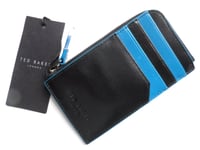 Genuine TED BAKER Black Blue Leather ZIPPED CARD HOLDER Cardholder NEW Ted35