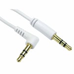 3M Slim White AUX Right Angle 3.5mm to Straight Stereo Jack Audio Earphone Cable