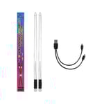 LED-ljusavgivande trumpinnar 15 färggradient USB Uppladdningsbar+switch elektroniska trumpinnar för -bp [DB]