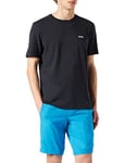 BOSS Mens Tee Stretch-Cotton T-Shirt with Contrast Logo Blue