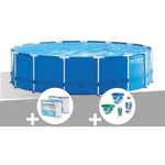 Intex - Kit piscine tubulaire Metal Frame ronde 4,57 x 1,22 m + 6 cartouches de filtration + Kit de traitement au chlore