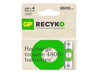 Gp Batterier Recyko Uppladdningsbart Aa-Batteri Nimh 2600 Mah 1,2 V 4 St