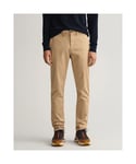 Gant Mens Hallden Twill Chinos in Lime - Beige Cotton - Size 34W/30L