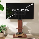 32"-65" TV Floor Stand Adjustable Corner TV Mount Bracket with Sturdy Wood Base