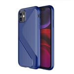 SAHUD Ultrathin Phone Case for iphone 11 S-Shaped Soft TPU Protective Cover Case, for iPhone 11 (Color : Blue)