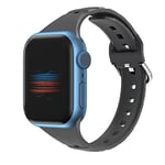Compatible avec Apple Watch Bracelet de rechange en silicone de 42 mm, 44 mm, 45 mm, compatible avec Apple iWatch Series 7/SE/6/5/4/3/2/1 pour homme et femme (noir)