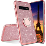 IMEIKONST Samsung S8 Case Ultra-Slim Glitter Sparkly Bling TPU Rotating Ring Stand Silicon Soft TPU Shockproof Protective Shell Skin Cover for Samsung Galaxy S8 Bling Rose Gold KDL
